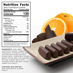 Snackathon dark chocolate orange sticks close-up highlights creamy orange centers.