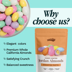 Snackathon Jordan almonds 1lb bulk bag on display for party prep.