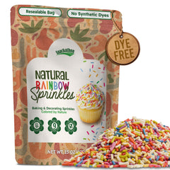 Snackathon natural sprinkles rainbow jar adds vibrant color to cupcakes and cookies.