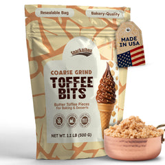Snackathon Toffee Bits coarse grind in bulk bag for even cookie mix