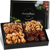 Snackberry Variety Nuts Gift Basket top view, premium assortment for celebrations
