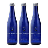Snack Mass Saratoga Still Water in a glass bottle trio for elegant everyday hydration