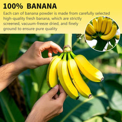 Snafre Banana Powder dispenser demonstrates quick blending into yogurt or oats.