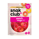 Snak Club Peach Rings pack-shot inviting on-the-go snacking.