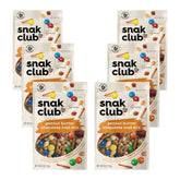 Snak Club Peanut Butter Chocolate Trail Mix bag open, portable on-the-go snack.