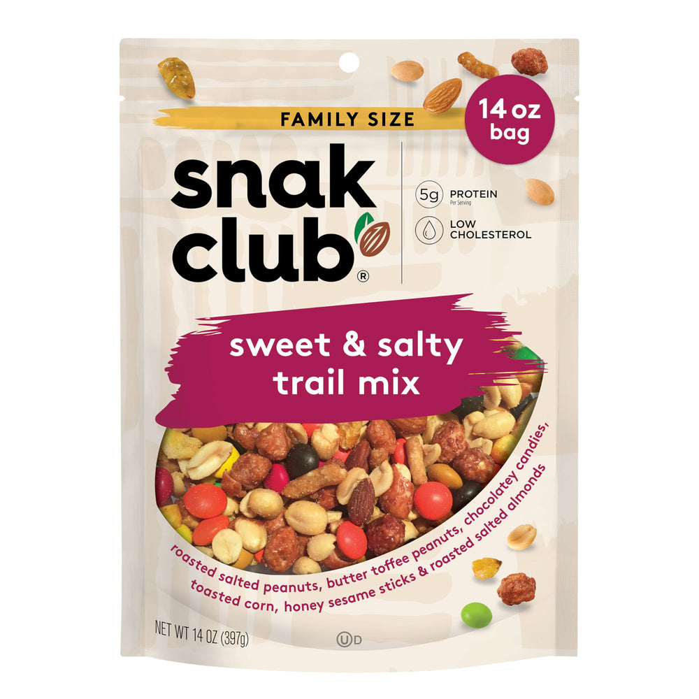 Snak Club trail mix with peanuts and mix ingredients for on-the-go snacking
