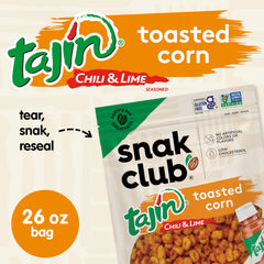 Detail of Tajín Clasico seasoning on Snak Club corn bites.