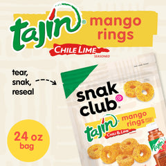 Served mango rings with Tajín seasoning in a bowl for sharing.