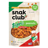 Snak Club Tajin Peanuts bag front shows bold chili-lime flavor for on-the-go snacking.