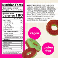 Front view of resealable Snak Club bag keeps watermelon rings fresh between munches.