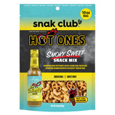Snak Club x Hot Ones Smoky Sweet bag showcasing bold, medium spice snack.