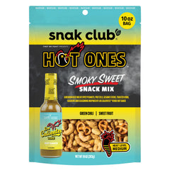 Snak Club x Hot Ones Smoky Sweet bag showcasing bold, medium spice snack.