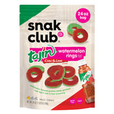 Snak Club Tajín Watermelon Rings closeup, tangy-sweet vegan snack with mild heat