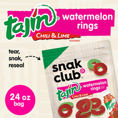 Closeup of Tajín seasoning dust on watermelon gummies, hinting at citrus heat