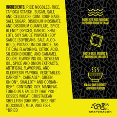 Close-up of Snapdragon Pho Bowl natural flavor label and aroma