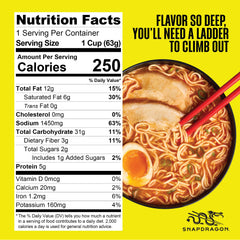 Snapdragon Tonkotsu ramen cup noodles with springy texture, ready in minutes.