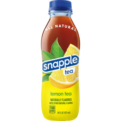 Snapple Lemon Tea bottle highlights refreshing lemon flavor, ideal for on-the-go refreshment.