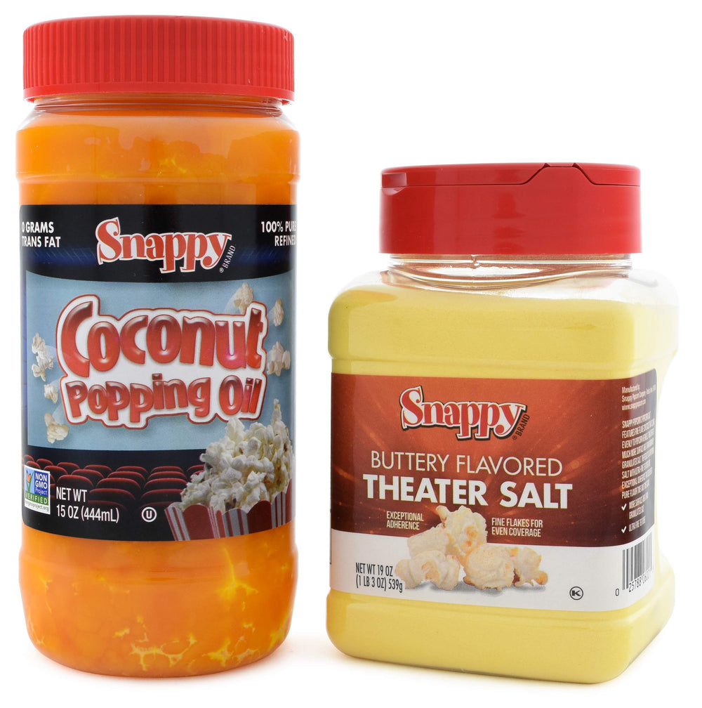 SNAPPY Pure Coconut Oil bottle pour shows rich, cinema-style flavor for home popcorn