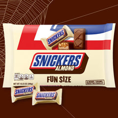 SNICKERS Almond Fun Size milk chocolate layer with nutty filling