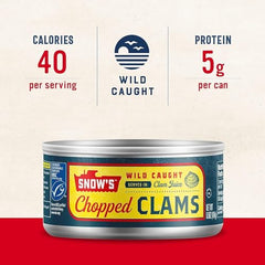Snow's clams deliver 5g protein per serving for satisfying meals.