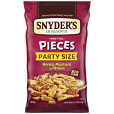 Snyder's of Hanover Honey Mustard & Onion pretzel pieces in a bag front, great for game-day snacking