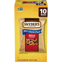 Snyder's of Hanover mini pretzels 10-pack box for on-the-go crunch.