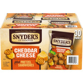 Snyder's of Hanover cheddar pretzel sandwiches packaging, ideal for sharing as a quick snack.
