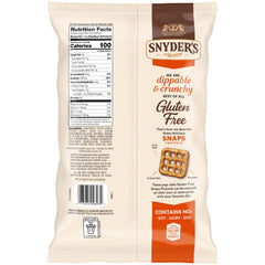 Close-up texture of Snyder's Gluten Free Snaps showing crunchy checkerboard.