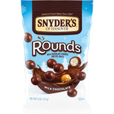 Snyder's of Hanover Milk Chocolate Pretzel Rounds pack for sharing.