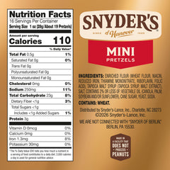 Snyder's of Hanover Mini Pretzels bite-size snack close-up—perfect crunch for lunchboxes.