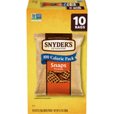 Snyder's of Hanover Snaps packaging shown, a crunchy on-the-go snack option.