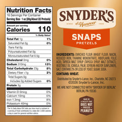 Snyder's of Hanover Snaps Pretzels checkerboard crunch highlights crisp bite.