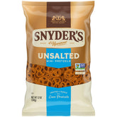 Snyder's of Hanover unsalted mini pretzels in a bag for a crunchy snack