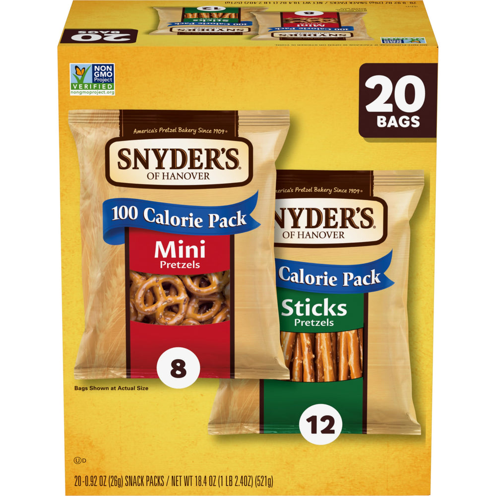 Snyder's of Hanover variety pack box of pretzels for family snacking