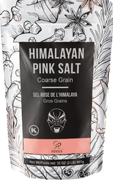 Soeos Himalayan Pink Salt coarse grains in a 2 lb bag ideal for seasoning.