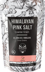 Soeos Himalayan Pink Salt coarse grains in a 2 lb bag ideal for seasoning.