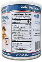 Soda Fountain Malted Milk Powder tub closeup shows resealable lid for freshness