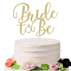 Sodasos Glitter Bride to Be Topper on a golden cake elevates celebration.