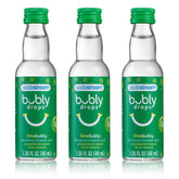 SodaStream bubly Drops Lime bottle front with three-pack packaging for home sparkling water