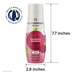 Sodastream Cranberry Raspberry label close-up highlighting natural flavor without calories.