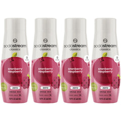 Sodastream Cranberry Raspberry Zero Calorie bottle on kitchen counter for calorie-free refreshment.
