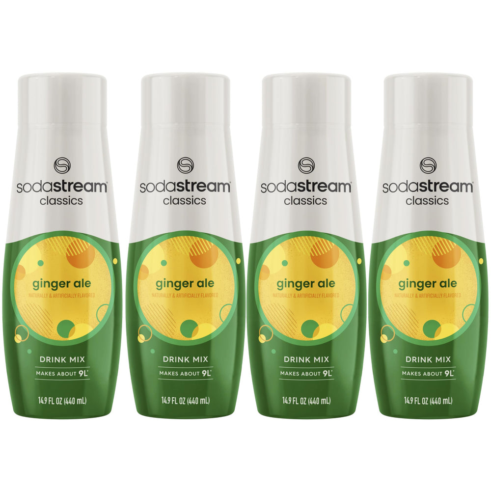SodaStream Ginger Ale 440ml 4-pack bottle on a kitchen shelf ready to fizz
