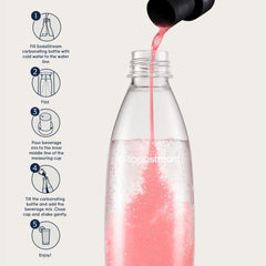 Sodastream Pink Grapefruit Zero Calorie bubbles rising in glass for a crisp finish.
