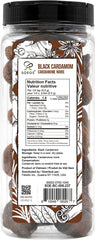Soeos Black Cardamom Pods closeup highlights glossy seeds and smoky aroma.