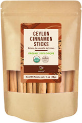 Soeos Ceylon cinnamon sticks packaging highlights premium organic spice.