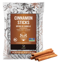 Soeos cinnamon sticks 16oz bag front view for easy pantry access.
