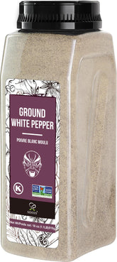Soeos fine-ground white pepper 18oz pack-shot for premium seasoning and freshness