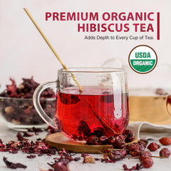 Soeos Hibiscus Tea over ice with citrus slices for a refreshing iced brew.
