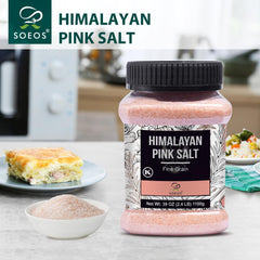 Kitchen scene with Soeos Pink Salt suggesting versatile seasoning options.