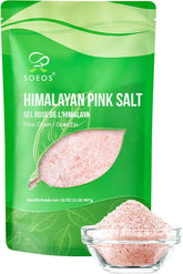 Soeos Himalayan Pink Salt fine-grain crystals in packaging for precise seasoning.